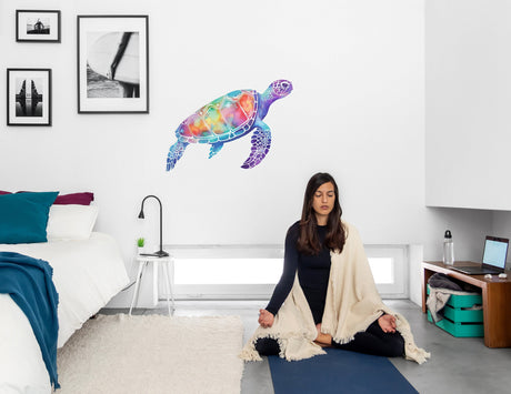 Radiant sea turtle wall decal shown in a product view.