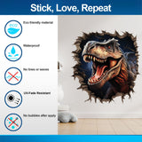 3D dinosaurs cracked-wall porthole decal shown in a product view.