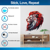Cybernetic lion head wall decal displayed in an interior.