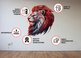 Additional product view of the cybernetic lion head wall decal.