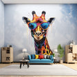 Charming watercolor giraffe with glasses wall decal shown in a product view.