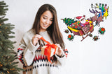 Additional product view of Colorful Humorous Santa in Glasses & Sleigh Wall Decal.