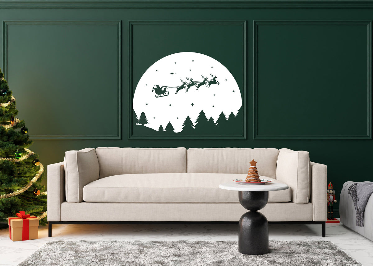 Additional product view of Starry Sky Santa & Sleigh with Deers Wall Decal.