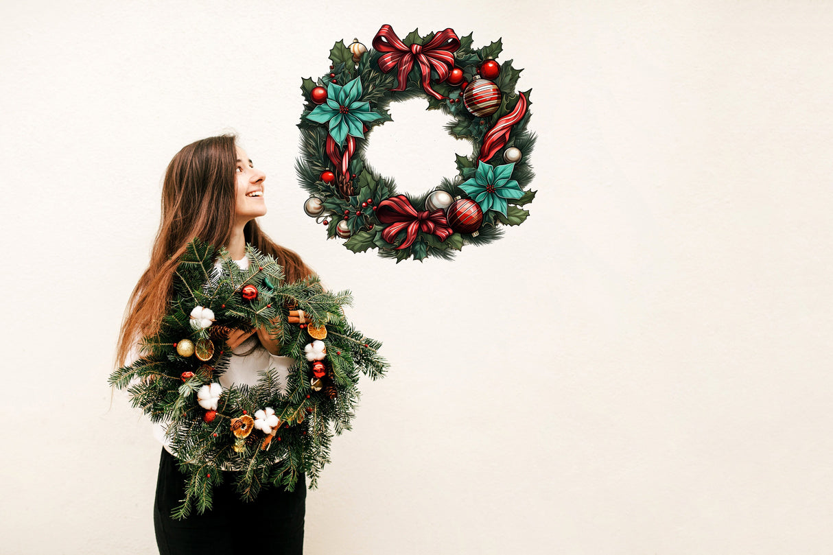 Additional product view of Lifelike Christmas Wreath Wall Decal.