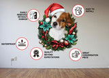 Custom Pet Christmas Wreath Wall Decal displayed in a room setting.