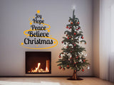 Product gallery view of the Joy Hope Peace Believe Christmas wall decal, layout 1.