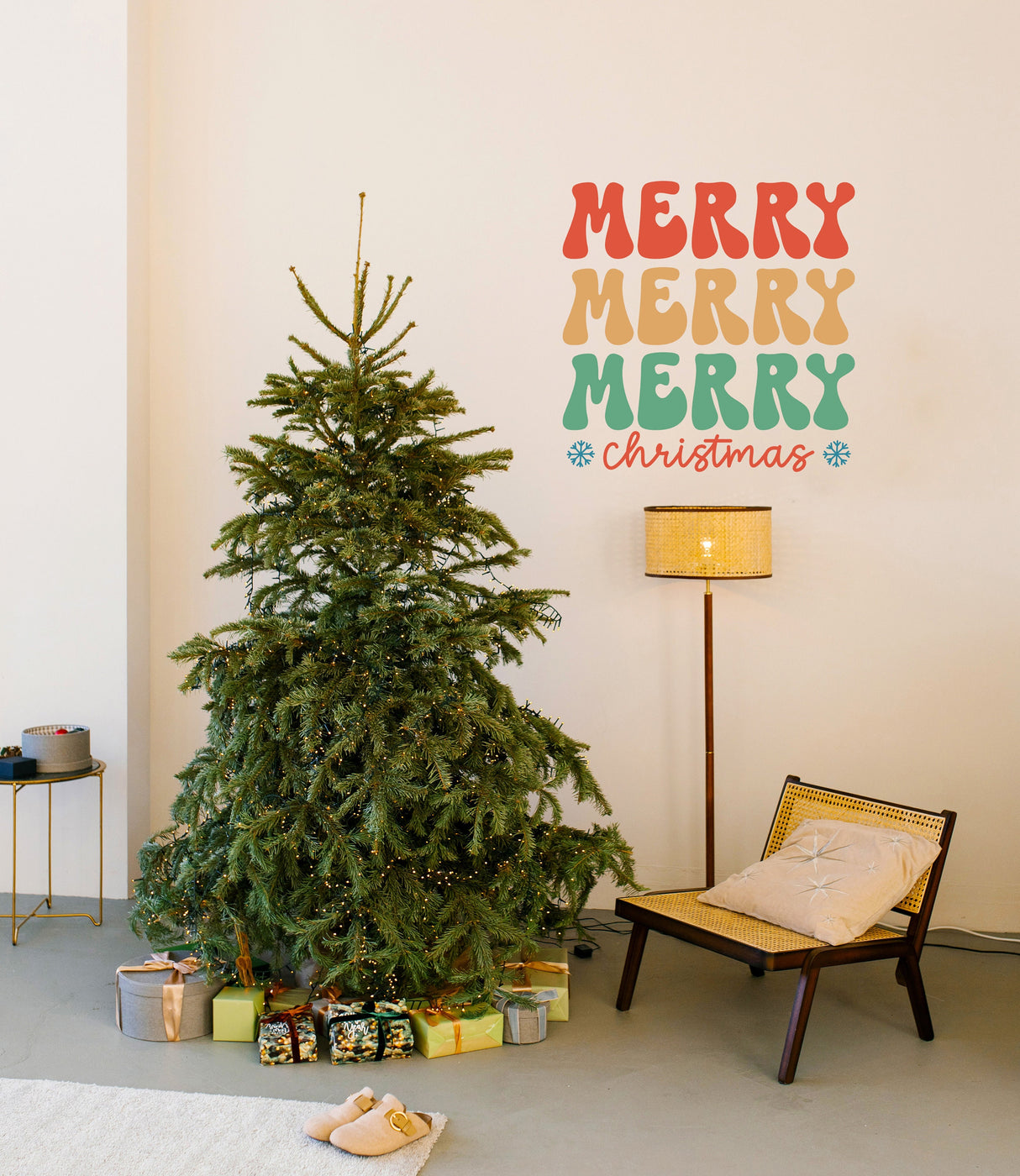 Additional product detail of the Merry Merry Merry Christmas wall decal.