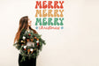 Merry Merry Merry Christmas wall decal shown in a room setting.