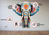 Floral Elephant Wall Decal - Colorful Kids & Nursery Wall Art Sticker