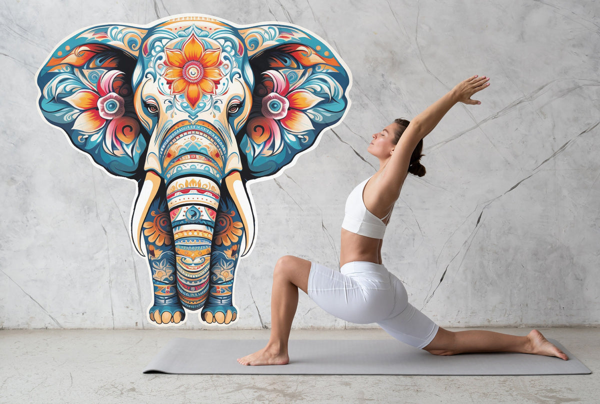 Elephant floral wall decal.
