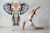 Elephant floral wall decal.