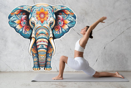 Elephant floral wall decal.