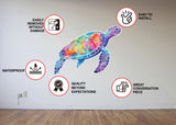 Ocean-inspired sea turtle wall decal displayed as bedroom decor.