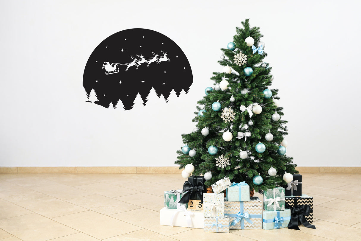 Santa and Reindeer Silhouette