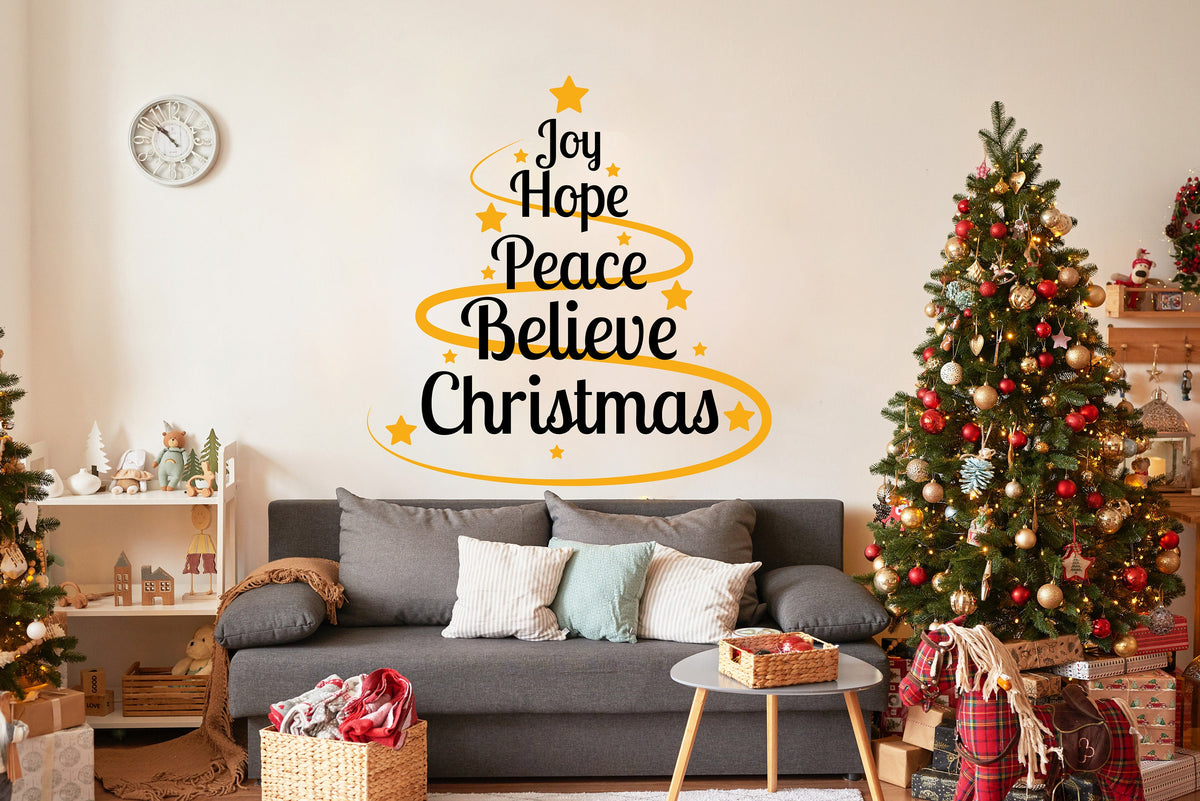 Additional product view of the Joy Hope Peace Believe Christmas wall decal, layout 1.