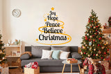 Additional product view of the Joy Hope Peace Believe Christmas wall decal, layout 1.
