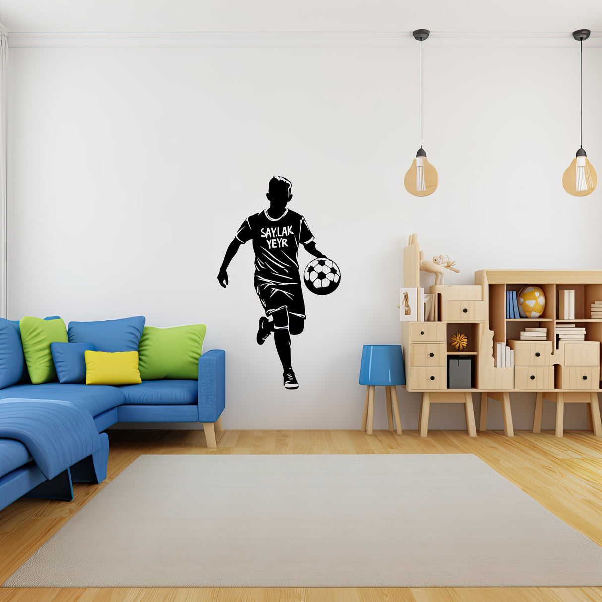 Product gallery view of Custom Name Football Player Wall Sticker.