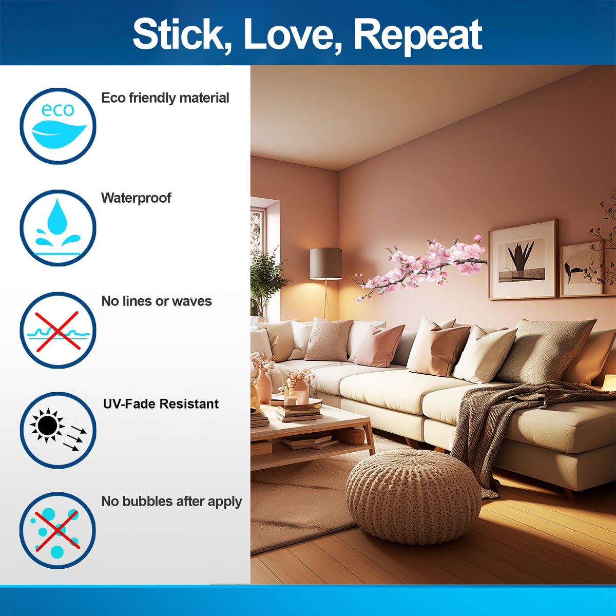 Alternate gallery view of Delicate Cherry Blossom Branch Wall Decal.