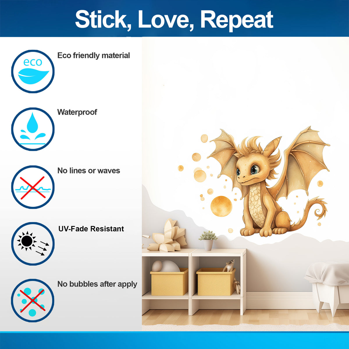 Colorful Watercolor Dragon Wall Art