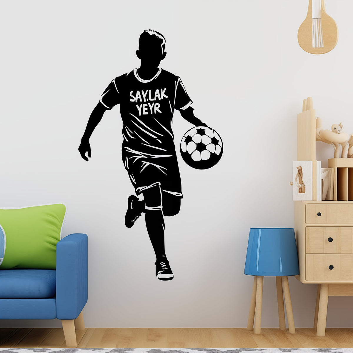 Product detail view of Custom Name Football Player Wall Sticker.