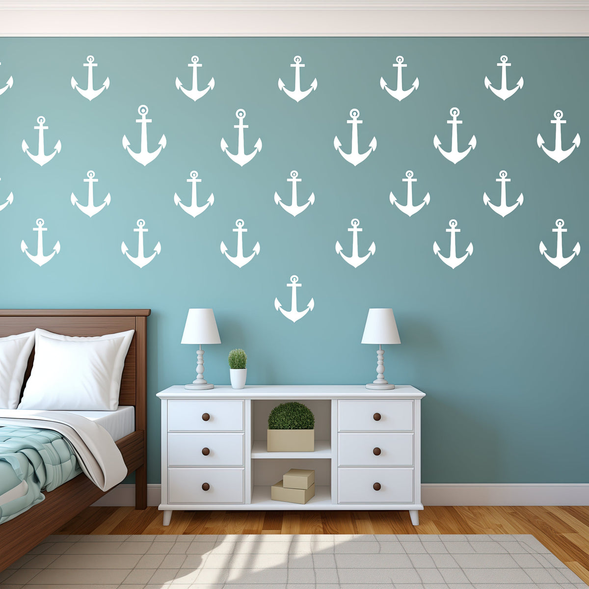 Retro Anchor Vinyl Wall Decal Set