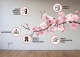 Delicate Cherry Blossom Branch Wall Decal - Serene Nursery Vinyl Sticker.