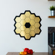 Gold mirror space telescope wall decal.