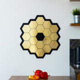 Gold mirror space telescope wall decal.