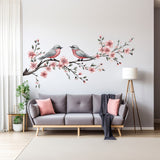 Elegant tree branch with birds wall decal.
