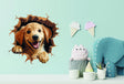 3D Dog Art Wall Sticker - Cracked Illusion Vinyl Decor