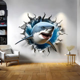 Peel-and-stick shark wall decor decal.