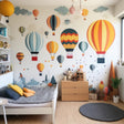 Colorful hot air balloon wall decal set for a children’s room.