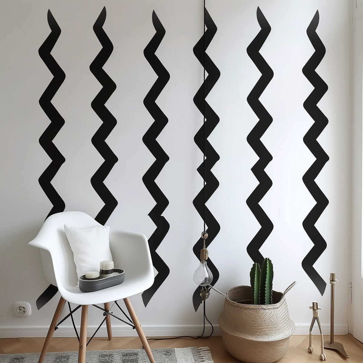 Additional product view of Modern Black Zigzag Wall Stickers.