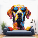 Product gallery view of Colorful Watercolor Golden Retriever in Glasses Wall Sticker.
