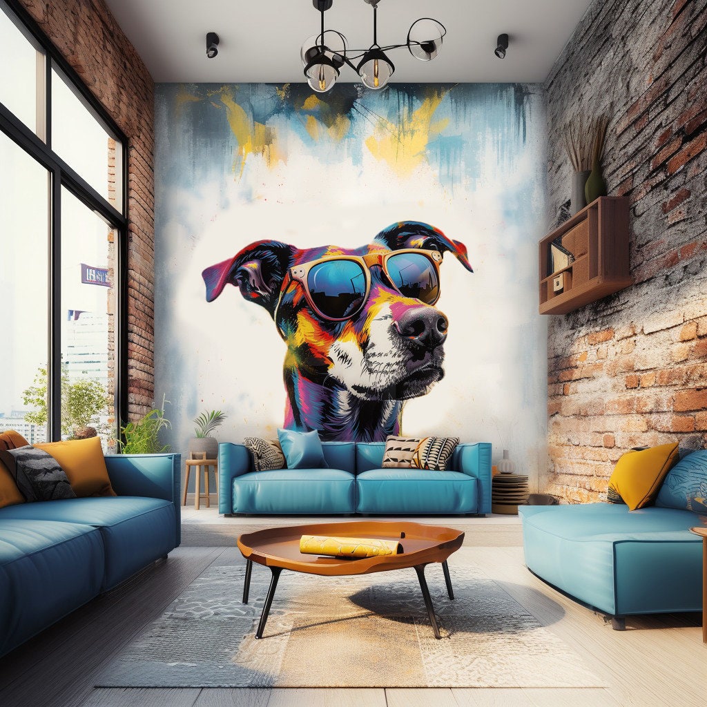 Alternate product view of Border Collie in Glasses Wall Sticker.