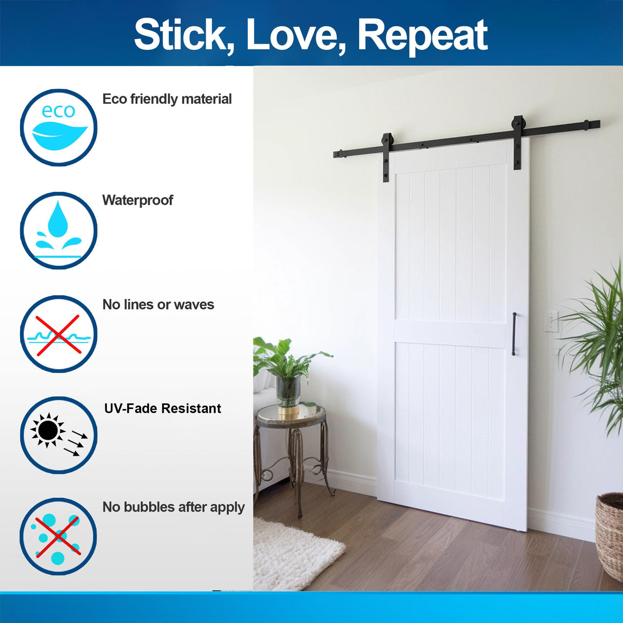 Alternate product view of White Rustic Wood Barn Door Wallpaper Sticker.