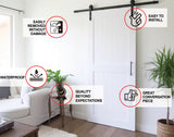 White Rustic Wood Barn Door Wallpaper Sticker - DIY Peel and Stick Wooden Door Cover Decal.