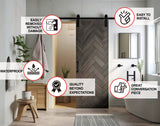 Dark Brown Barn Door Wallpaper Sticker - Rustic Wood Cover Decal.