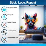 Additional product view of Colorful Watercolor Cat in Glasses Wall Decal.