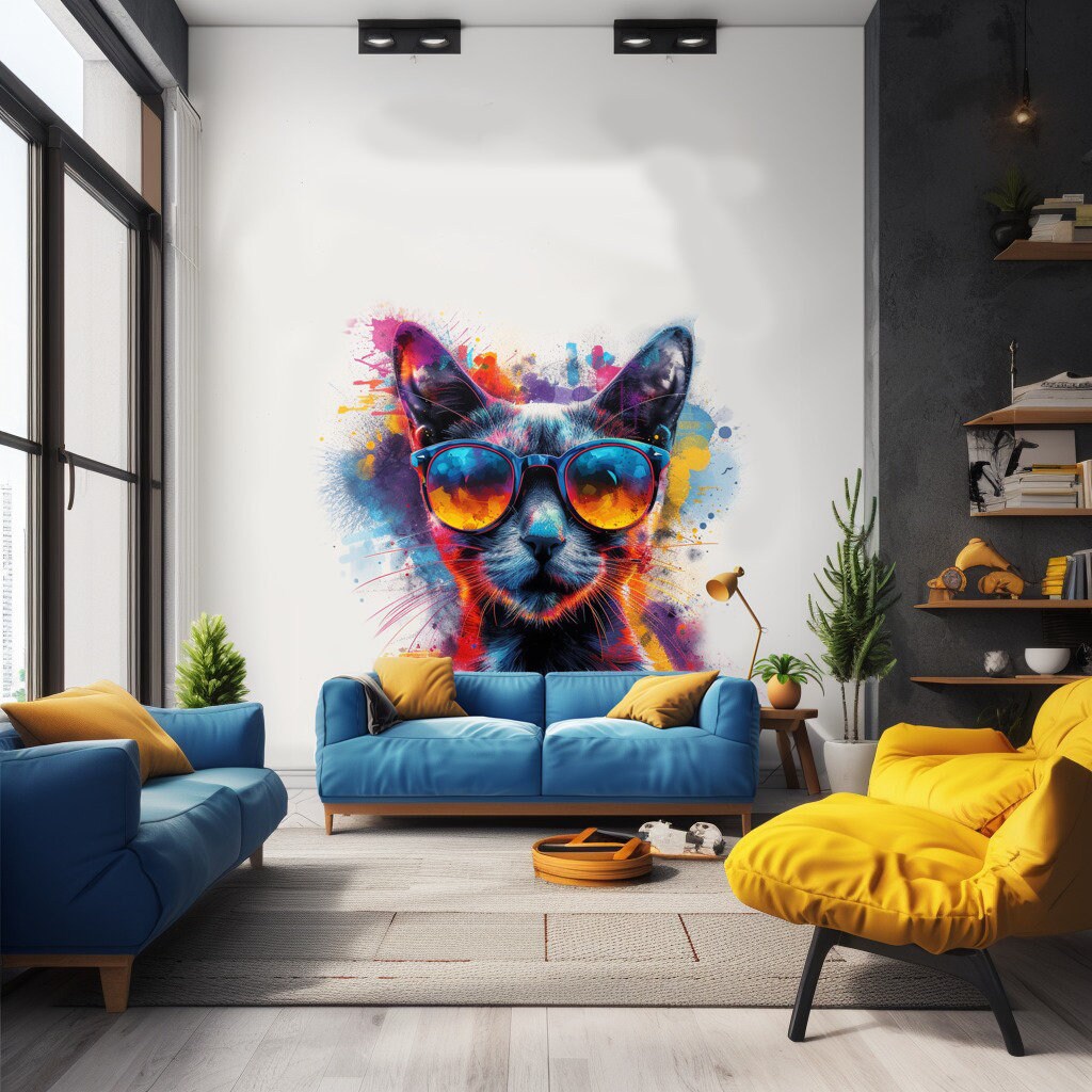 Product gallery view of Cat with Sunglasses Wall Decal.