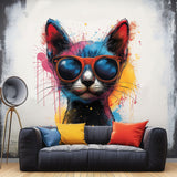 Alternate product view of Chic Cat in Sunglasses Wall Sticker.