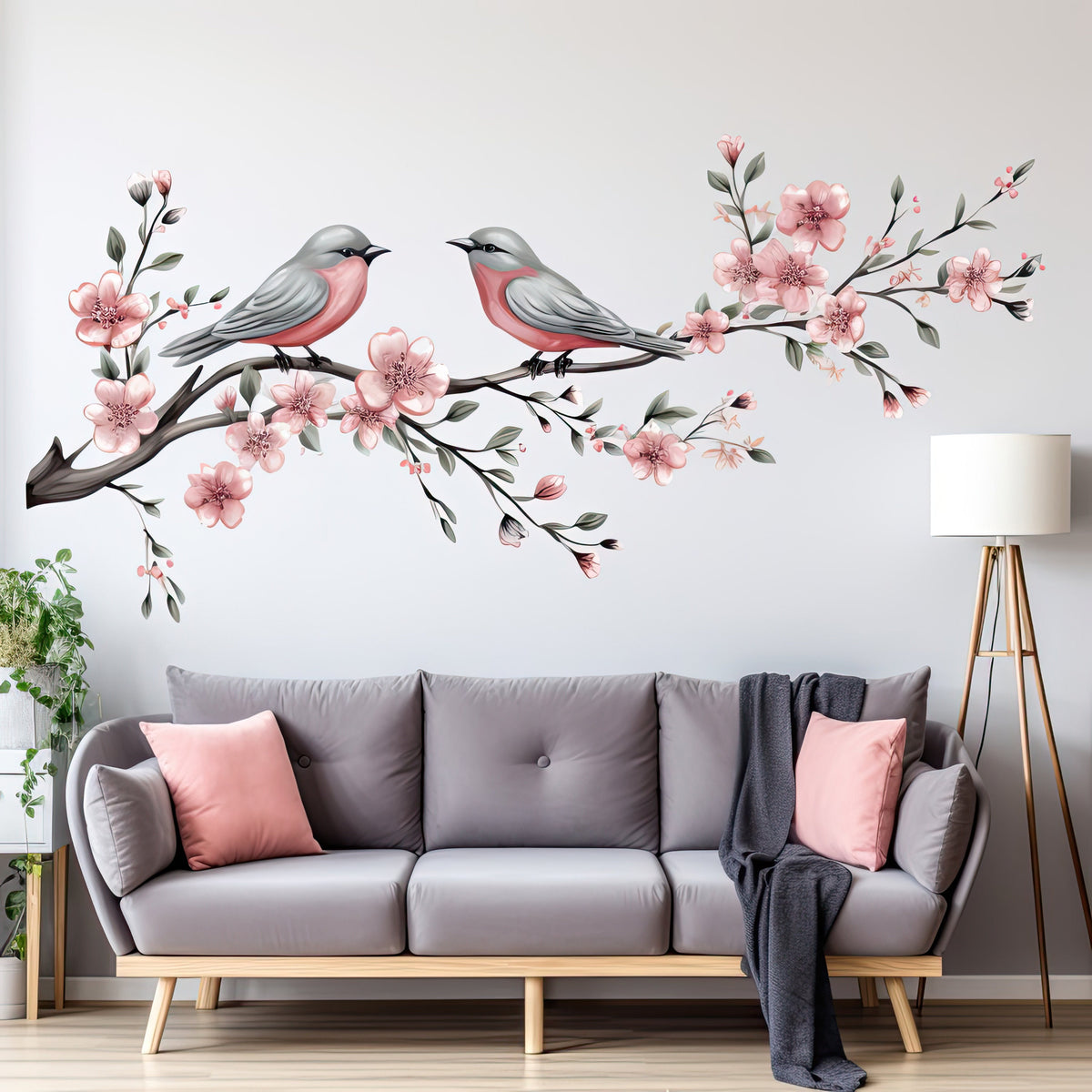 Birds on a tree branch vinyl wall sticker.