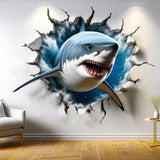 Shark porthole wall mural presentation.