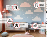 Fluffy white cloud and star wall decals for a nursery.