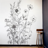 Classic botanical drawing wall art decal.