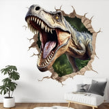 Peel-and-stick dinosaur wall mural for kids room decor.