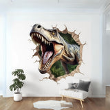 3D dinosaur wall decal with a broken-wall visual effect.