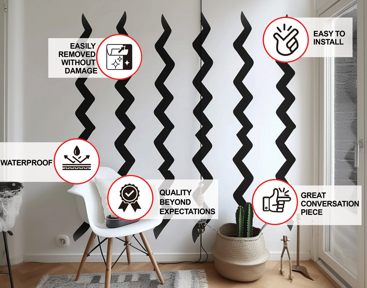 Alternate product view of Modern Black Zigzag Wall Stickers.