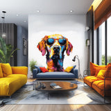 Alternate product view of Colorful Watercolor Golden Retriever in Glasses Wall Sticker.