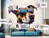 Border Collie in Glasses Wall Sticker - Playful Watercolor Dog Decor Decal.